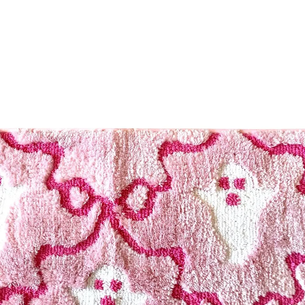 Kassatex GHOST BOWS Halloween Bath Rug 21x34 Pink & White Spooky Boo New